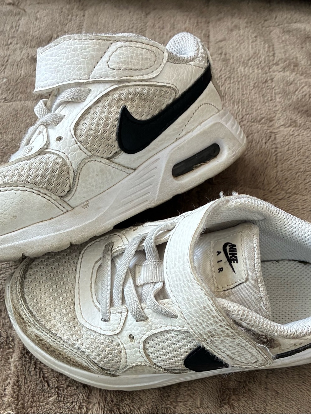 Nike Air Kids White and Black Velcro Sneakers